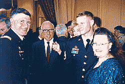 Col. Jeff Jones, Defense Attaché; Ambassador, Felix Rohatyn; Sgt. and Mrs. Kevin O'Hair.